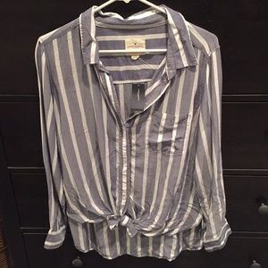 Blue and White Striped American Eagle Top - Medium